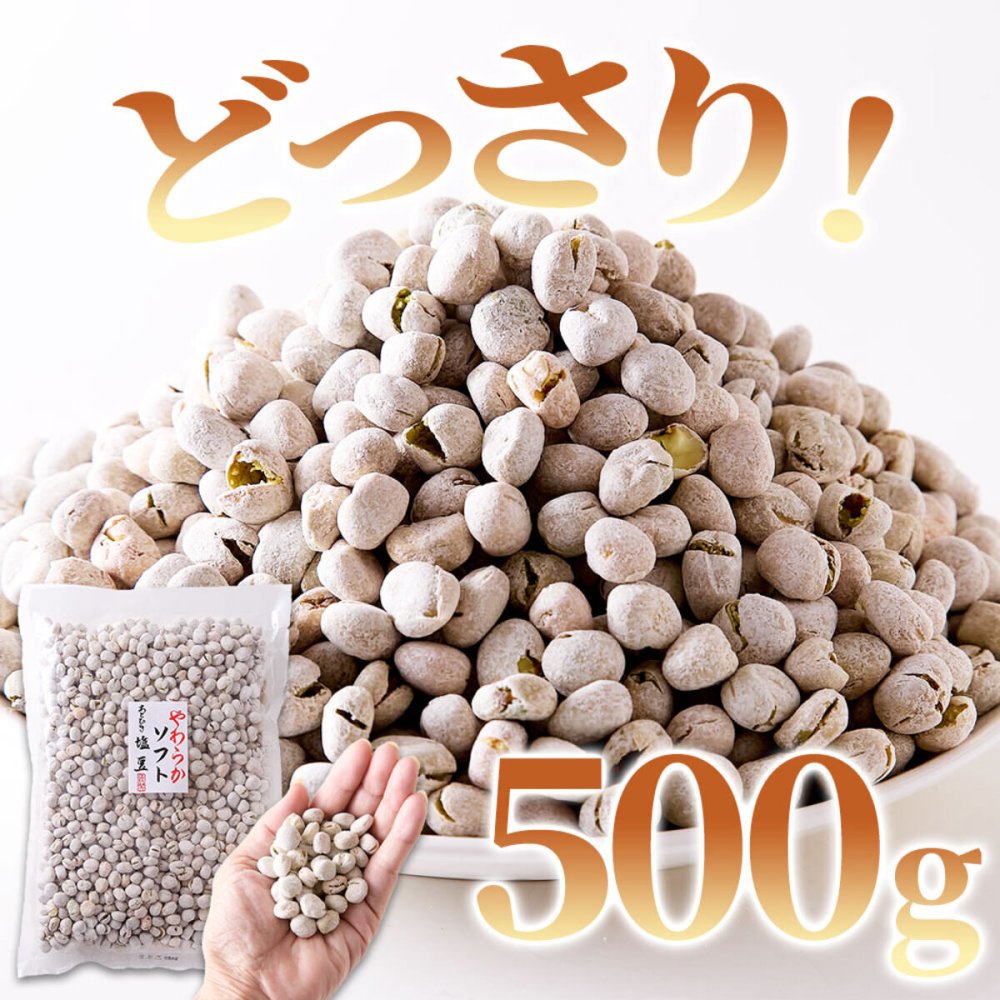 やわらか ソフト塩豆 500g 塩豆 豆菓子 おつまみ お酒のお供 おやつ お茶請け ポスト投函便