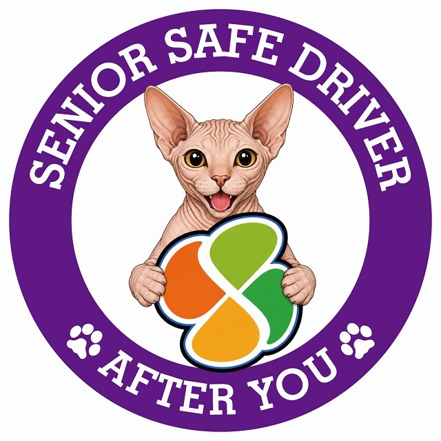 カーサイン 高齢者マーク SENIOR SAFE DRIVER スフィンクス ステッカー シール 直径13cm 肉球 日本製 車