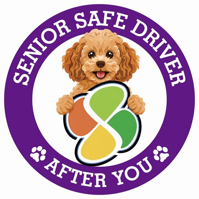 カーサイン 高齢者マーク SENIOR SAFE DRIVER キャバプー ステッカー シール 直径13cm 肉球 日本製 車