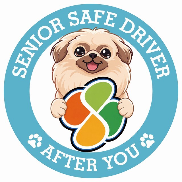 カーサイン 高齢者マーク SENIOR SAFE DRIVER ペキニーズ ステッカー シール 直径13cm 肉球 日本製 車