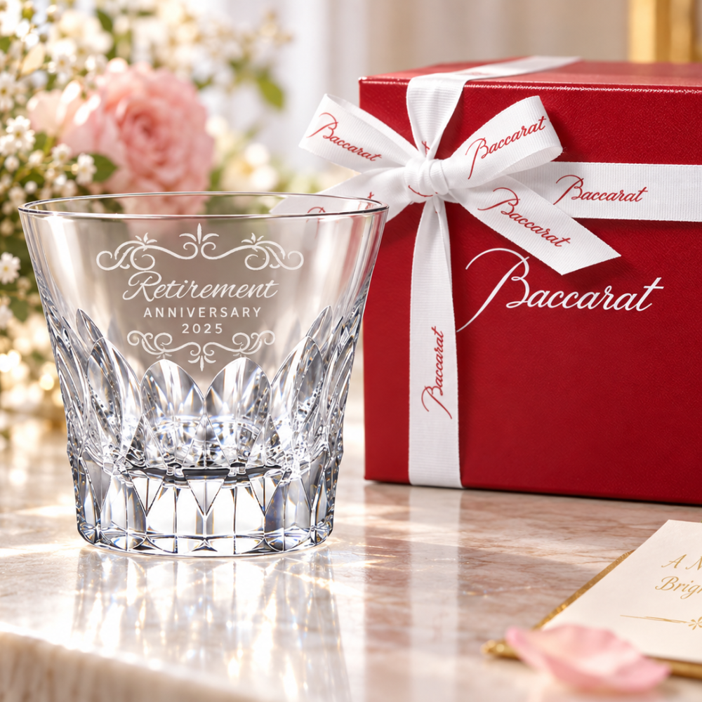 退職 異動 【完売】名入れ SXX バカラ Baccarat ティアラ タンブラー 2か所分の彫刻料込 紙袋・リボン付 専用BOX入り / プレゼント ギフト 退職 記念 誕生日 長寿 祝い ロックグラス