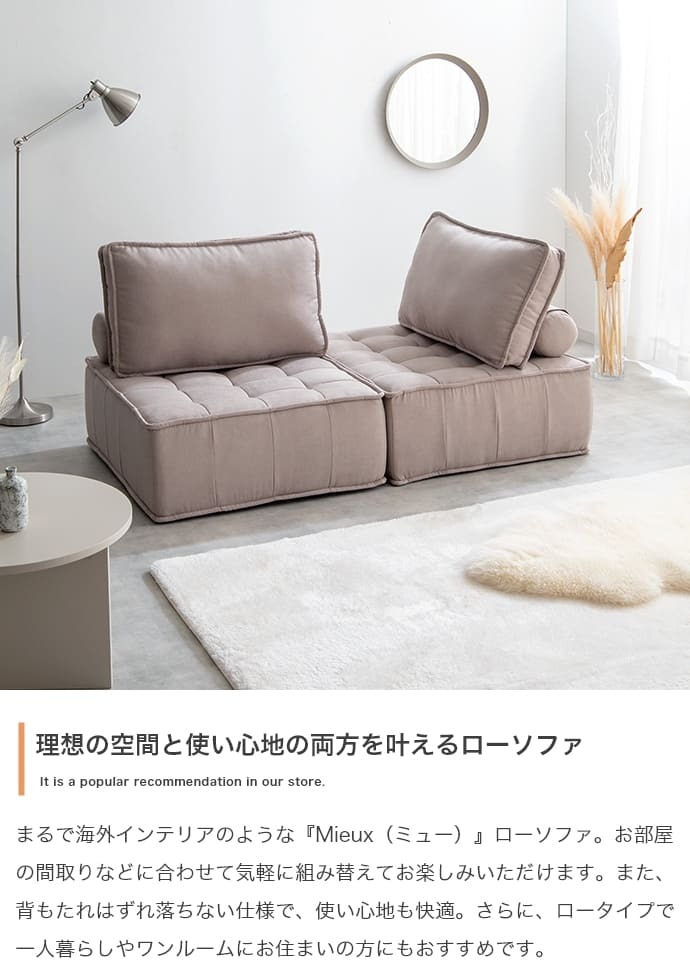 ソファ 座椅子 ー 1人掛け ロー フロア ブロック フロアクッション フレキシブル リブ ローバック ロースタイル 韓国