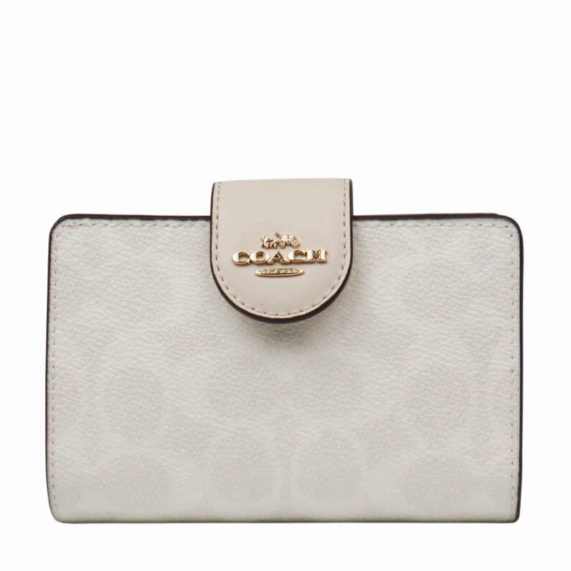 送料無料 コーチ COACH アウトレット 敬老の日 レディース 財布 二つ折り財布 CW786 IMXU5(ホワイト×チョーク) シグネチャー (プレゼント ブランド コンパクト 人気)