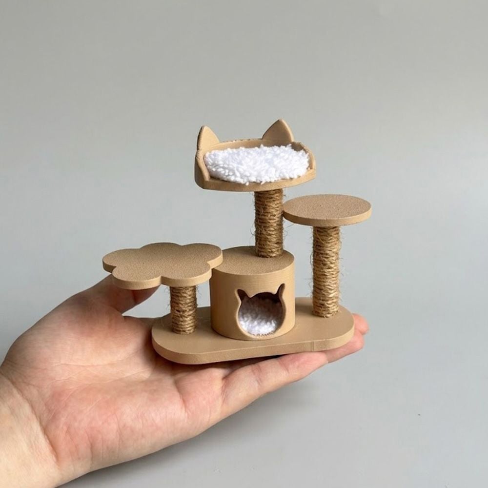 ミニチュア キャットタワー 3Dプリント 組み立て式 DIY 猫 ドールハウス 家具 1/12スケール OB11 人形用 インテリア 小物 撮影道具 ジオラマ 装飾 かわいい