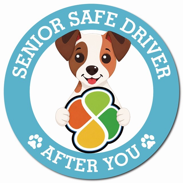 カーサイン 高齢者マーク SENIOR SAFE DRIVER ジャックラッセルテリア マグネット 強力 直径13cm 肉球 日本製 車 ステッカー