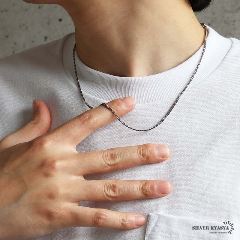 純チタン製 軽い ネックレスチェーン 喜平ネックレス 細身 つけっぱなし 幅2mm シルバー 細い 極細 シンプル 大人 つけたこと忘れる メンズ 男性 金属アレルギー対応