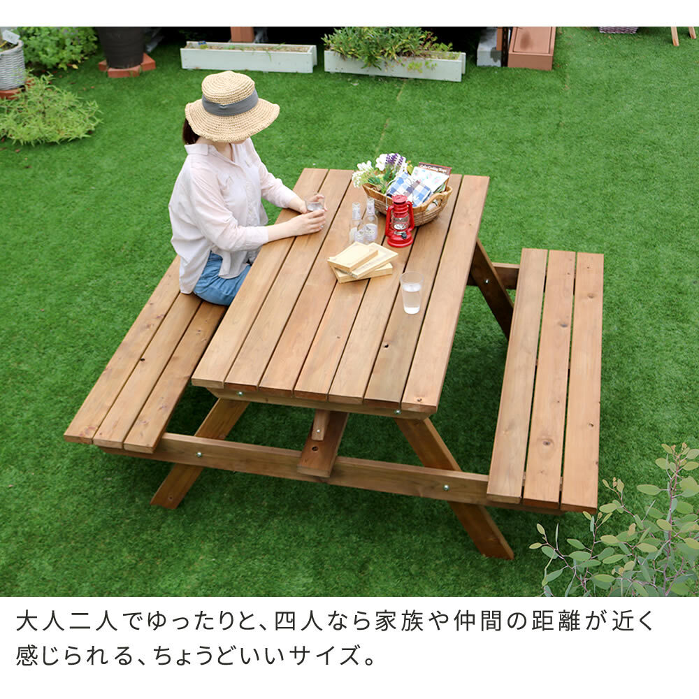 テーブル 日本製ひのきピクニック 防腐加工 ブラウン