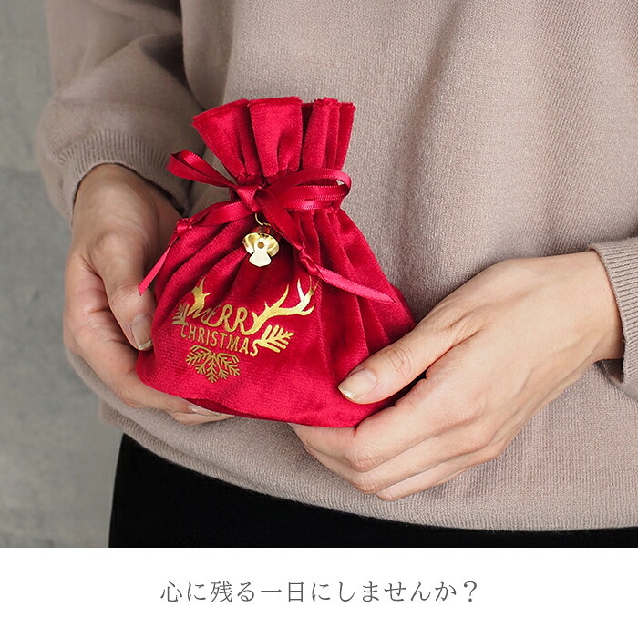 クリスマス ラッピング 巾着 バッグ 袋 リボン 贈り物 サプライズ 記念日 彼女 彼氏 プレゼント おしゃれ