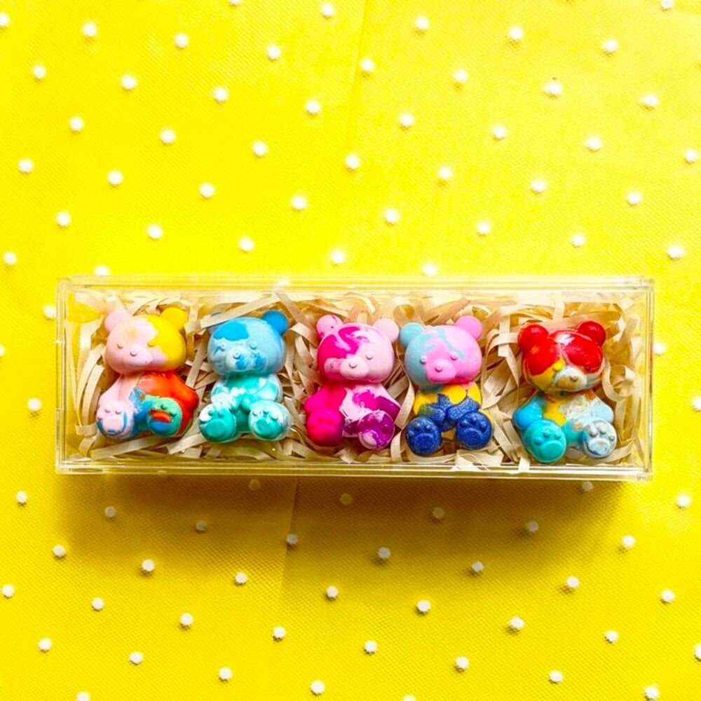 カラフルくまちゃんクレヨン 5個セット 飾ってかわいい お絵描きクレヨン クレヨン クマ プチギフトキッズ ギフト