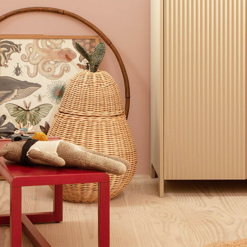 ferm LIVING ファームリビング Pear Braided Storage 洋ナシのカゴ Lサイズ おしゃれディスプレイ 北欧 雑貨 インテリア バスケット ラタン カゴ 飾り 収納 玄関 リビング プレゼント ギフト おすすめ
