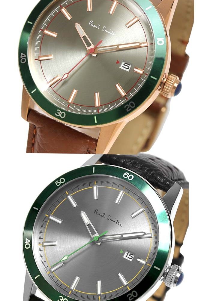 ポールスミス Paul Smith 腕時計 メンズ 革ベルト 43mm レザー クラシック ブランド 人気 ウォッチ ギフト プレゼント グリーン グレー シルバー ブラック ブラウン
