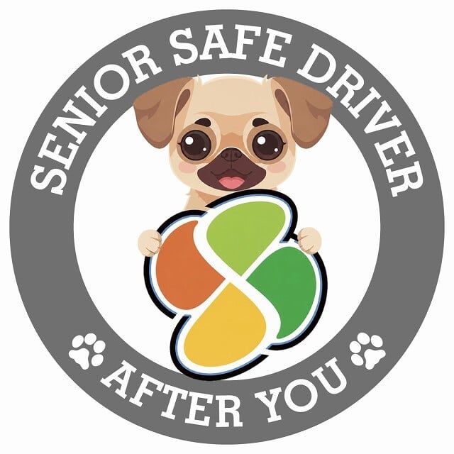 カーサイン 高齢者マーク SENIOR SAFE DRIVER チワパグ ステッカー シール 直径13cm 肉球 日本製 車