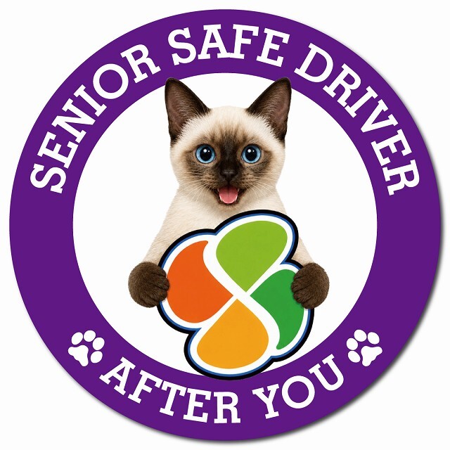 カーサイン 高齢者マーク SENIOR SAFE DRIVER スキフトイボブテイル マグネット 強力 直径13cm 肉球 日本製 車 ステッカー