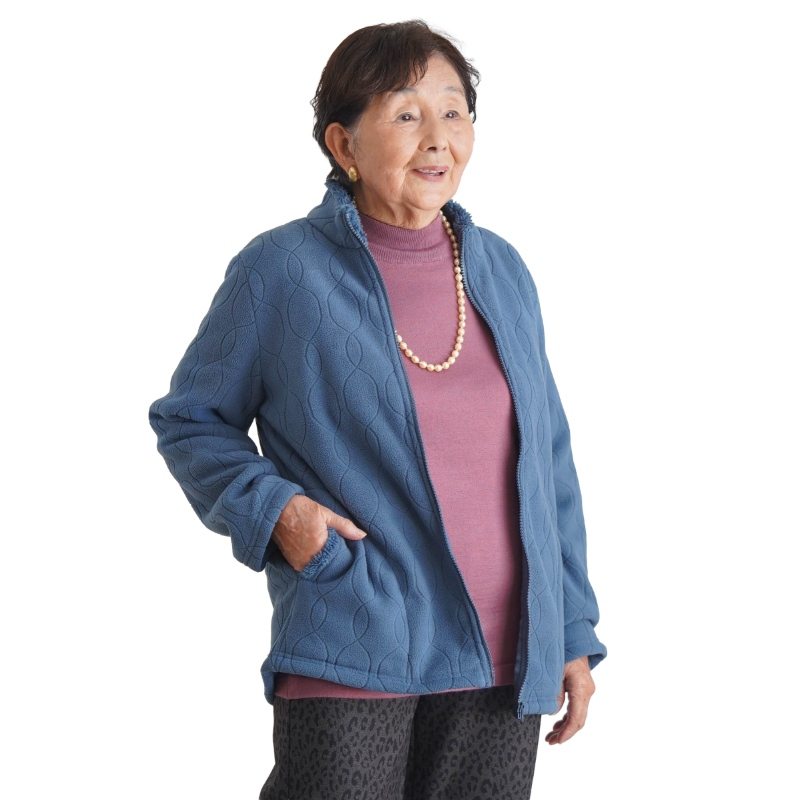 シニアファッション レディース 80代 70代 60代 90代 秋冬 あったか 防寒 裏ボア あったか フリース エンボス ジャケット おばあちゃん 服 誕生日 プレゼント ジャンパー 女性 ハイミセス ミセス 祖母 お年寄り 老人 高齢者（cki-fo2-2546d762）