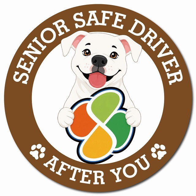 カーサイン 高齢者マーク SENIOR SAFE DRIVER ピットブル マグネット 強力 直径13cm 肉球 日本製 車 ステッカー