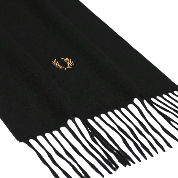 フレッドペリー FRED PERRY マフラー Plain Woven Scarf c3320-102 ユニセックス BLACK ブラック