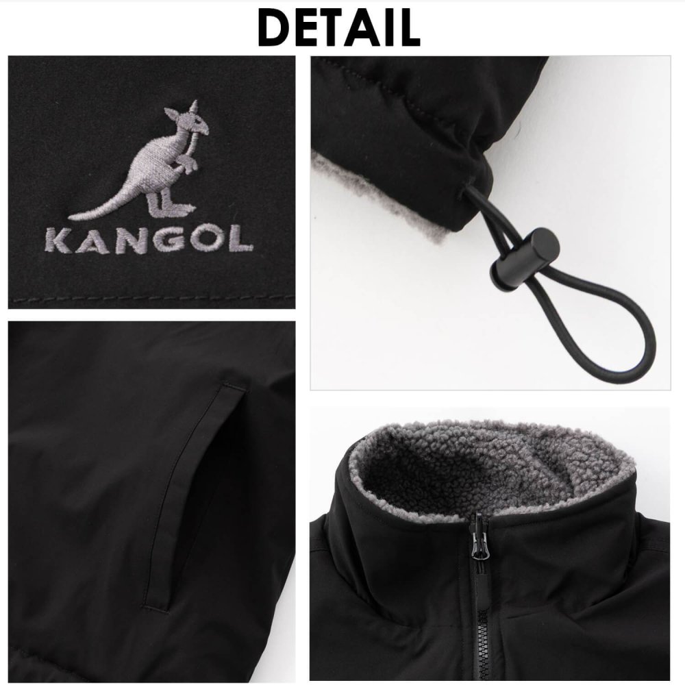  KANGOL カンゴール ブルゾン ジャケット リバーシブル レディース メンズ ボア ハイネック ダブルジップ 防寒 ブランド ロゴ ゆったり おしゃれ ストリート カジュアル アウター 高校生 秋 冬 M L LL 2026FW Karlas 別注