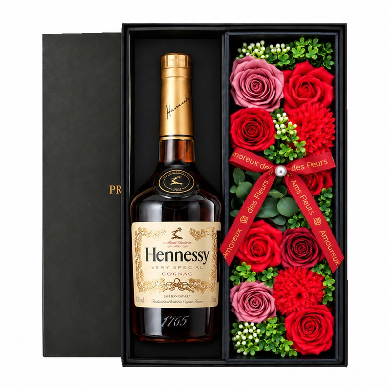 ヘネシー お酒 hennessy ヘネシーvs ブランデー コニャック 酒 700ml 40度 ギフト プレゼント ソープフラワー フラワーボックス 花 お花 定年退職 還暦祝い 退職祝い 男性 女性 お祝い 古希 喜寿 傘寿 米寿 卒寿 白寿 百寿