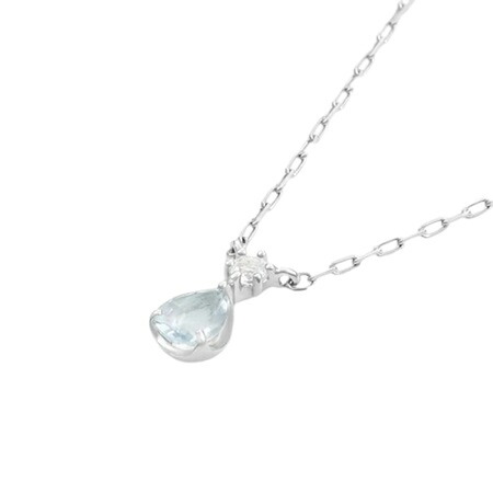 【無料ラッピング】  ヨンドシー 4℃ 3月誕生石 K10ホワイトゴールド ネックレス アクアマリン ホワイトトパーズ ブランド 正規品 新品 ギフト プレゼント 人気 おすすめ 誕生日 記念日 クリスマス 送料無料