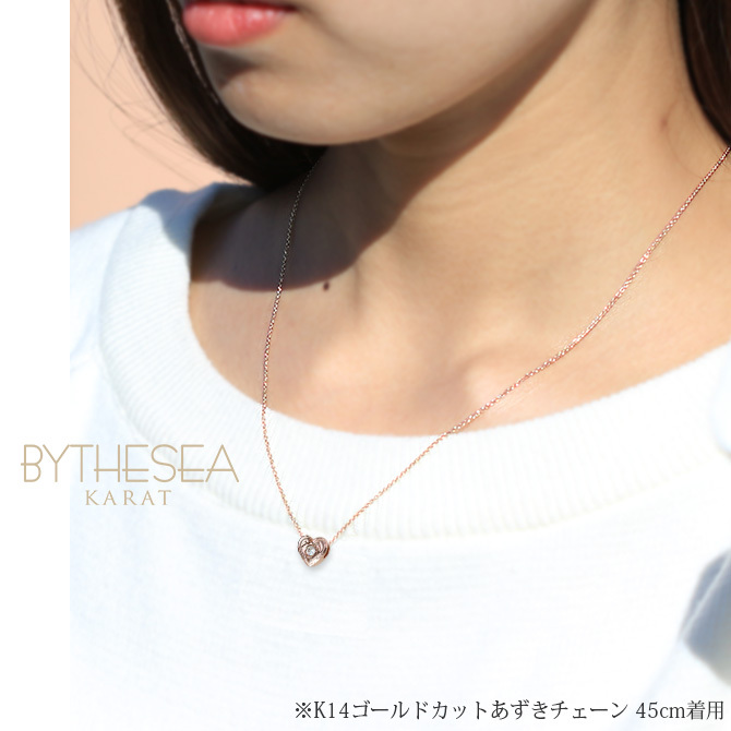 ハワイアンジュエリー ダイヤモンド ピンクゴールド ネックレス ハート 14K K14ピンクゴールド 一粒ダイヤモンド 鑑定書付 14k カットあずきチェーン太0.9mm ギフトラッピング可能 彼女 妻 女性 レディース プレゼント ハロウィン 【品番：CG-GP103R-CH123】