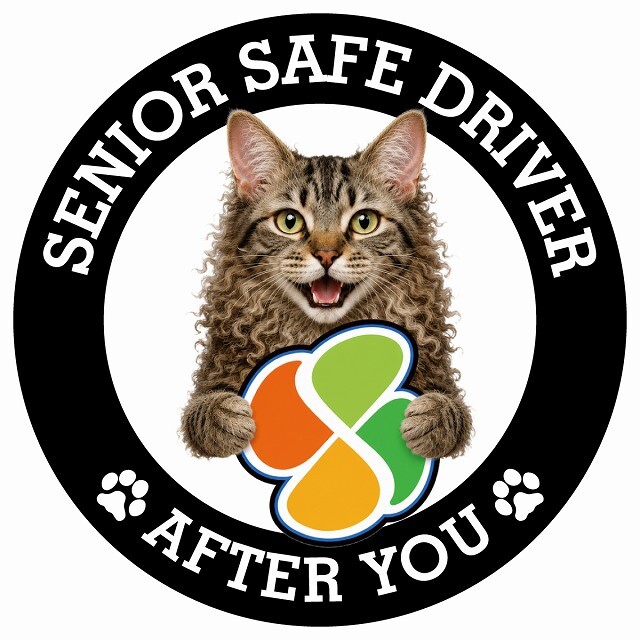 カーサイン 高齢者マーク SENIOR SAFE DRIVER ラパーマ ステッカー シール 直径13cm 肉球 日本製 車