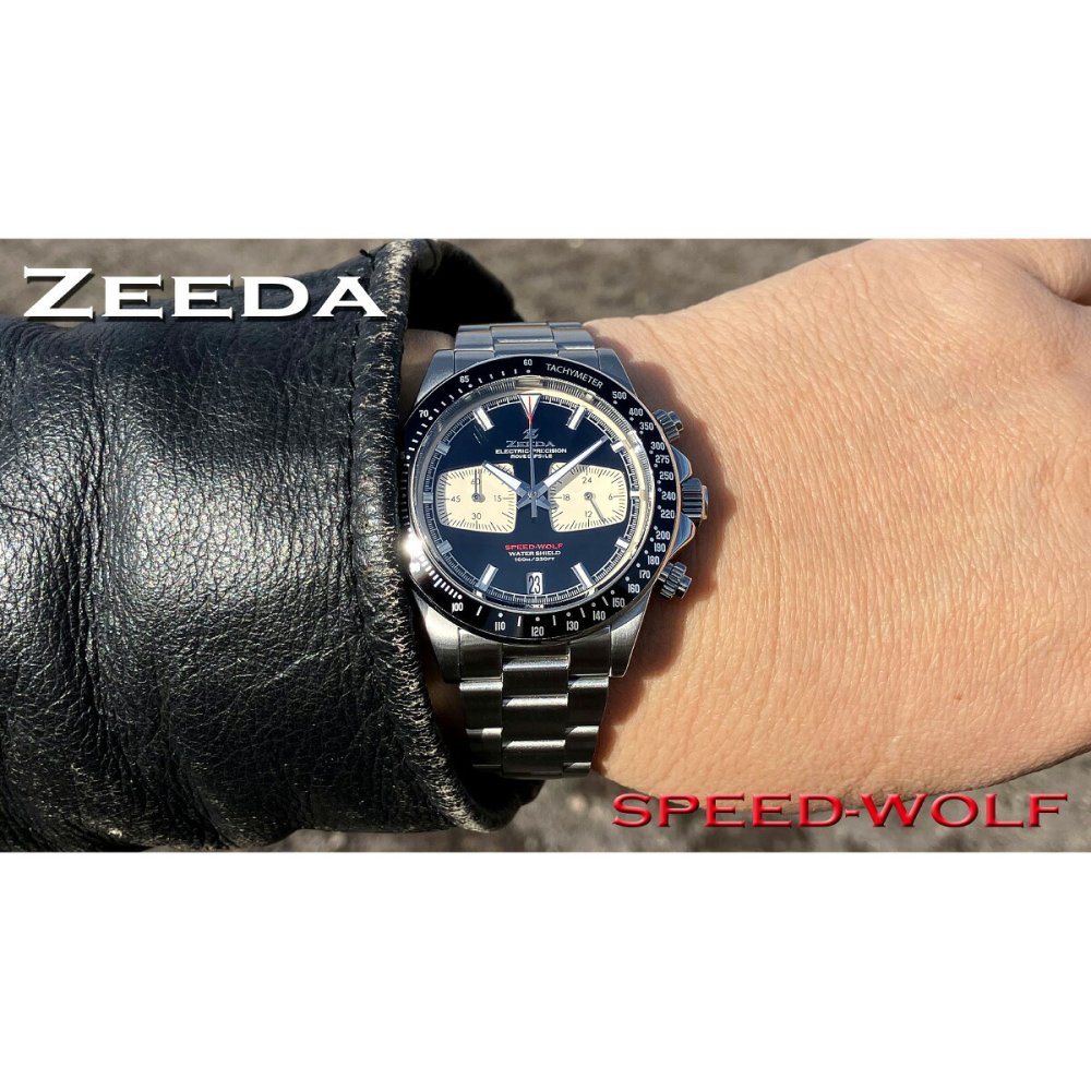 ジーダ ZEEDA スピードウルフ SPEED-WOLF PIANO BLACK 腕時計 メンズ メカニカルクォーツ クロノグラフ SPW-PBK