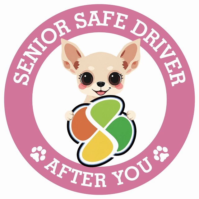 カーサイン 高齢者マーク SENIOR SAFE DRIVER チワックス ステッカー シール 直径13cm 肉球 日本製 車