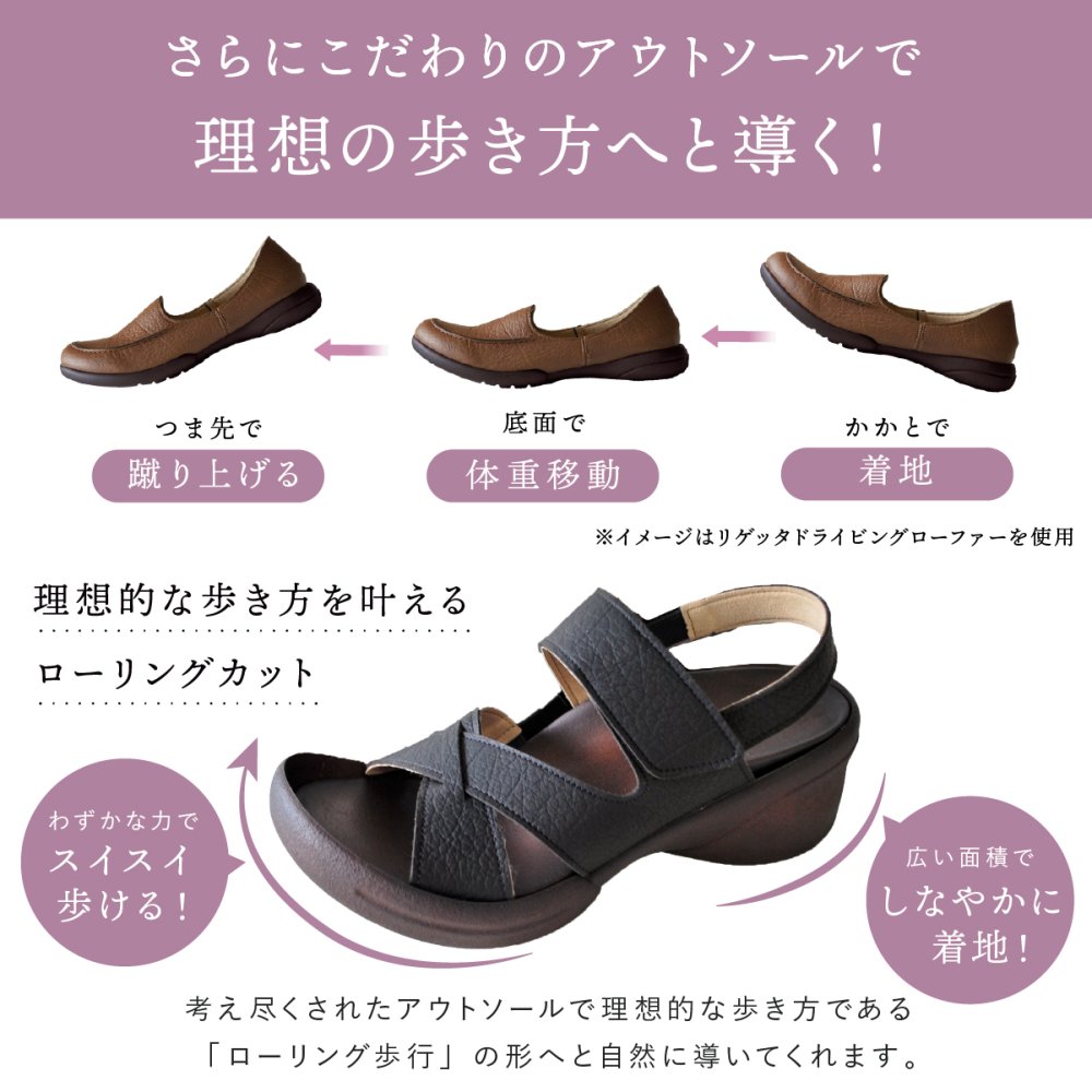 レディース サンダル リゲッタ R2682 グミサンダル Re:getA グミソール グミインソール バックベルト ウェッジソール 軽量 歩きやすい ゆったり 幅広 甲高 疲れにくい 履きやすい おしゃれ かわいい シンプル 日本製 女性 母 妻 彼女 誕生日 母の日 プレゼント ギフト