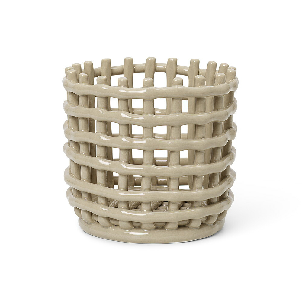 ferm LIVING ファームリビング セラミック バスケット スモール 直径16cm 北欧雑貨 インテリア カゴ おしゃれ 小物入れ デンマーク 収納 陶器 ポットカバー 鉢カバー インテリア雑貨 北欧雑貨 キッチン 玄関 リビング