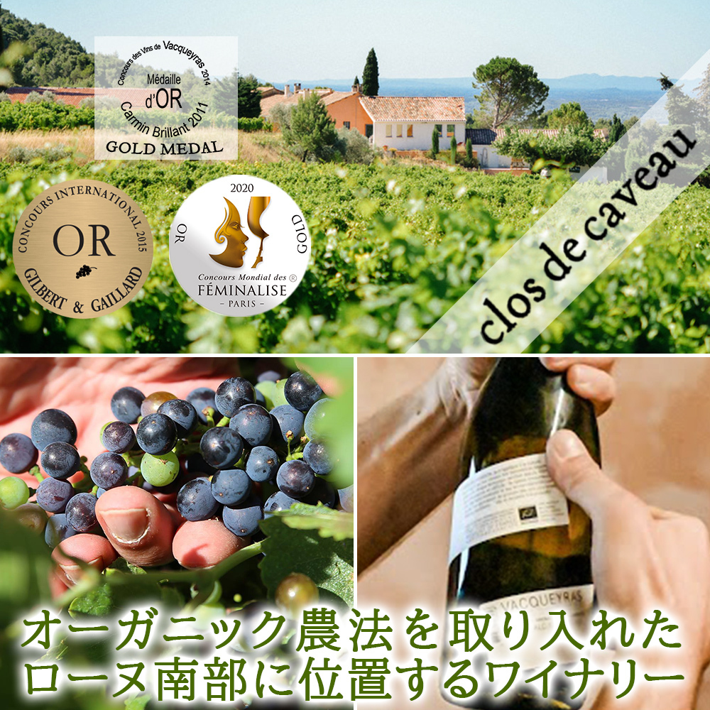 お歳暮 お酒 ワインとシャンパン 2本セット フランス ローヌ オーガニック ビオ BIO 赤ワイン 500ml パーカーポイント高得点 シャンパーニュ泡 辛口 375ml ハーフボトル 誕生日 内祝い お返し 家族 友人 熨斗可 ギフト箱付 送料無料