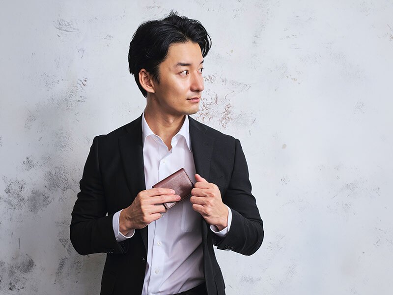 牛革ソフトミリング・通しマチ名刺入れ