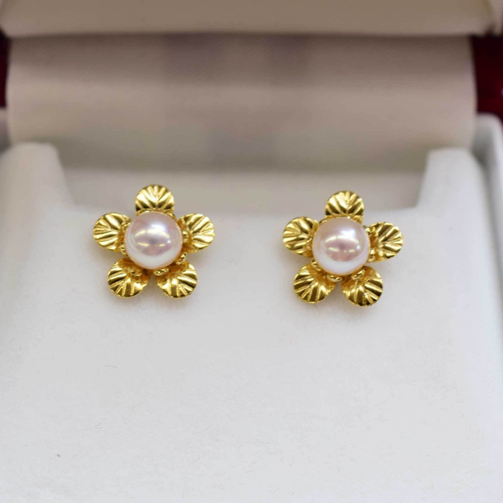 ［pearl424］ 5.5mm - 6mm スタッド ピアス 花台座 あこや真珠 天草 熊本 日本産