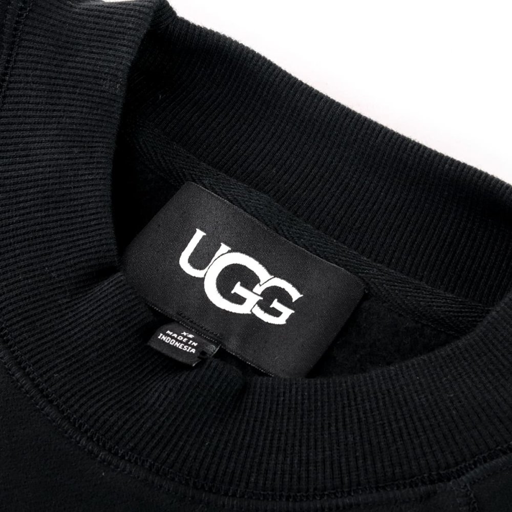 UGG アグ トレーナー レディース 1171477 LOGO CREWNECK ロゴ クルーネック スウェット 長袖 ラグランスリーブ ロゴアップリケ コットンブレンド ブラック チェスナット グレーヘザー 黒 茶色 グレー XS S M