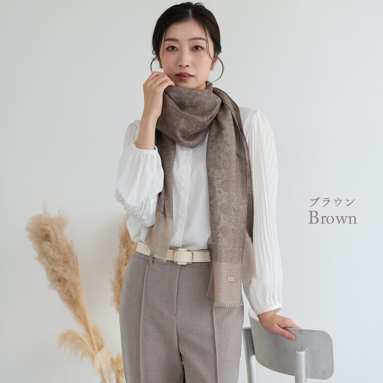 ストール レディース カシミヤ 100% マフラー Filomo ジャガード織り ペイズリー柄 薄手 シアージャガード コンパクトサイス ブランド フィローモ カシミヤストール 軽量 上質 ギフト プレゼント B7 (02000353r)