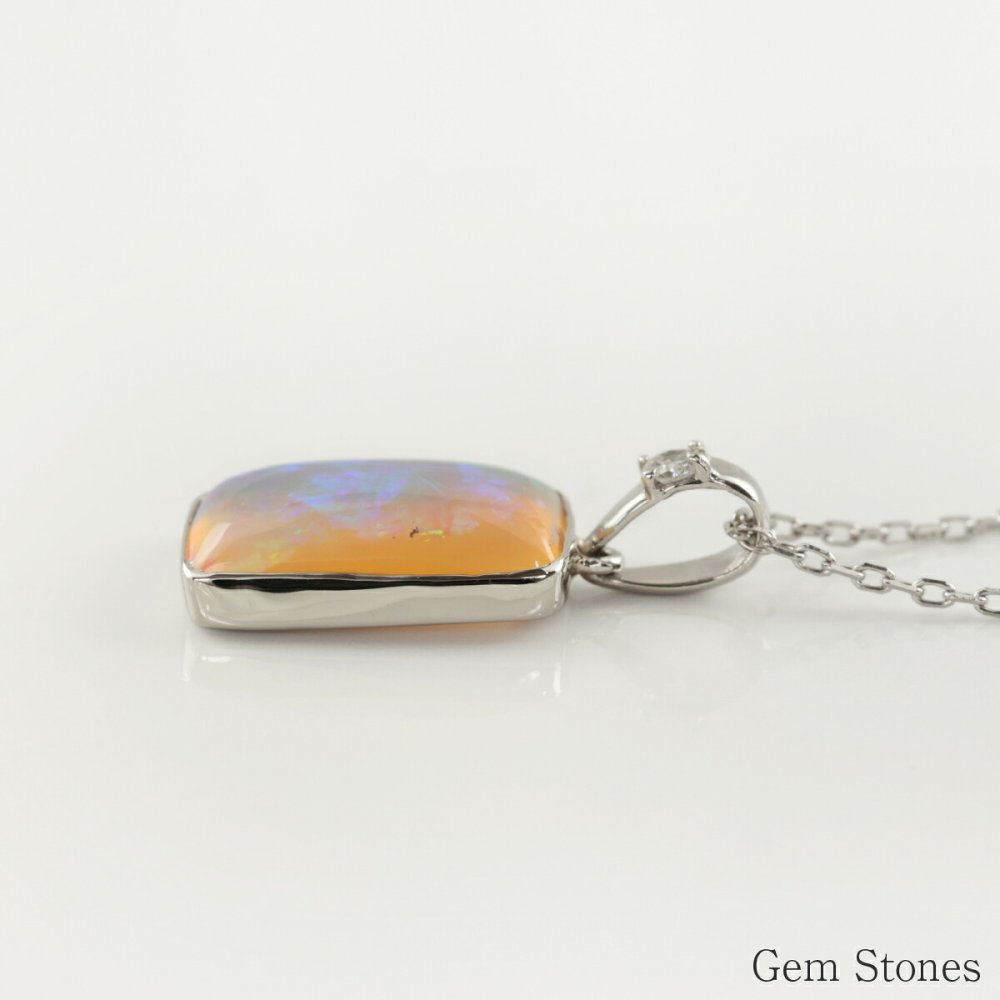 オパール ネックレス 1.376ct ダイヤモンド プラチナ Pt900 ペンダント シンプル エレガント 上品 レディース 宝石 ダイヤ 一粒 一石 ジュエリー 10月 誕生石 プレゼント
