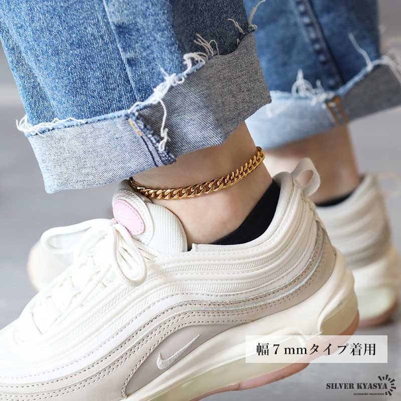 ステンレス チェーンアンクレット 喜平チェーンアンクレット ゴールド シルバー 18KGP シンプルアンクレット 足輪 足首 金属アレルギー対応
