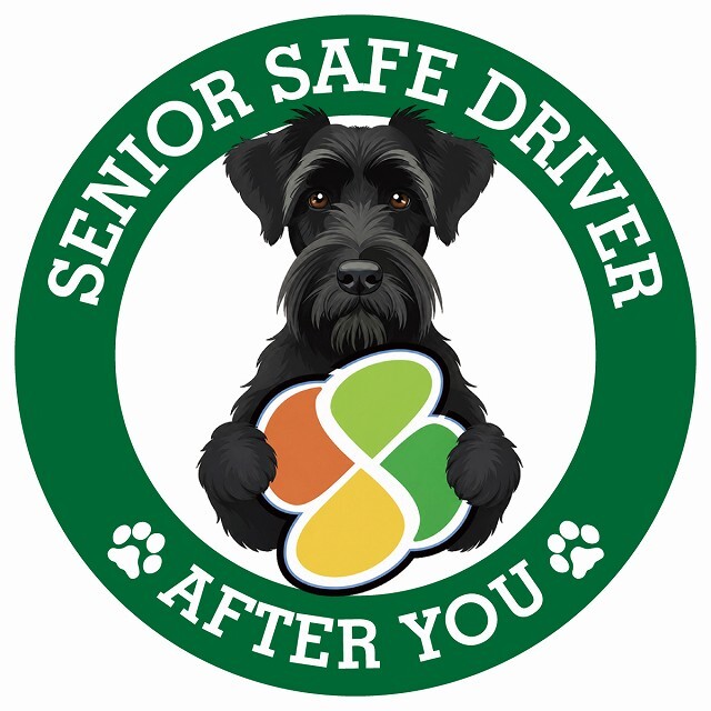 カーサイン 高齢者マーク SENIOR SAFE DRIVER ジャイアントシュナウザー ステッカー シール 直径13cm 肉球 日本製 車