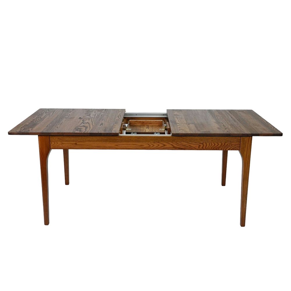 ダイニングテーブル 伸長式 無垢材 レッドオーク 天然木 W150/180xD80xH71cm 食卓テーブル 木製 食卓机 リビング ダイニング ブラウン おしゃれ 新生活
