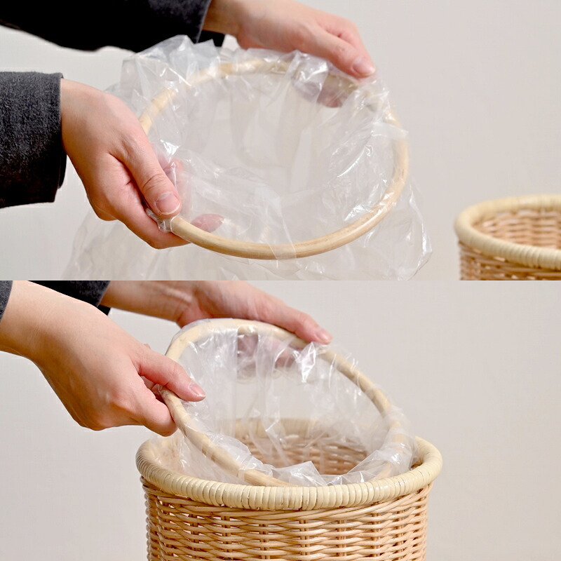 ゴミ箱 ラタンで編まれた丸いバスケット 丸形 円形 丸い 見えない ダストボックス くずかご ごみばこ 鉢カバー 縦型 アジアン リビング バリ雑貨 アジアン雑貨 おしゃれ アジアン家具 ゴミ箱 天然素材100%のアジアンバスケット 寝室 籐 ごみ箱