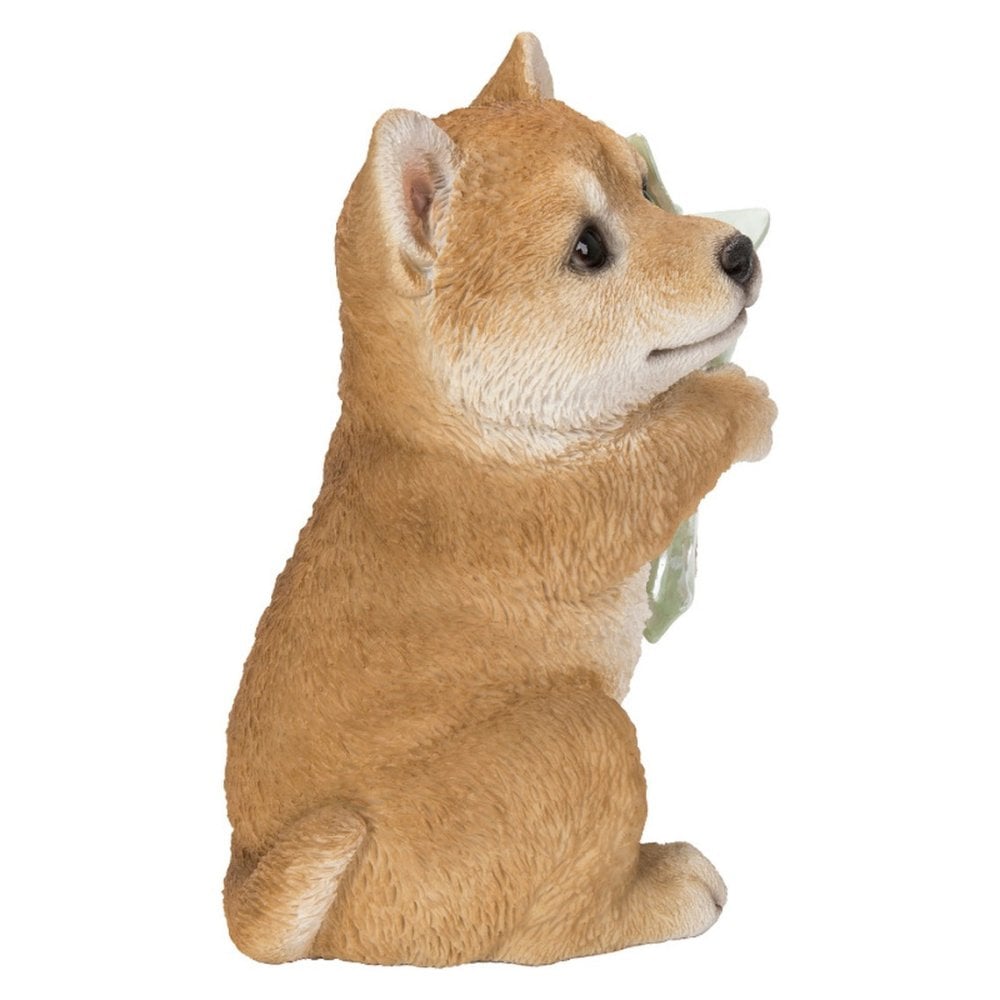 置物 woobia ウービア 豆柴 ブーケを持つ柴犬 一輪挿し 高さ17cm 花器 和風 リアル 本物そっくり イギリス生まれ 職人手彩色 縁起物 戌年 玄関 インテリア 新築祝い 引っ越し祝い 開店祝い 出産祝い 誕生日 お祝い ギフト プレゼント 犬好き 柴犬好き