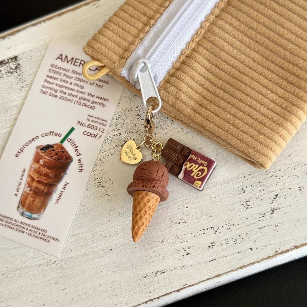 バッグチャーム 2点セット アイスクリーム チョコレート キーホルダー チャーム バッグアクセサリー スイーツ モチーフ レディース かわいい おしゃれ ゴールド プレゼント ギフト