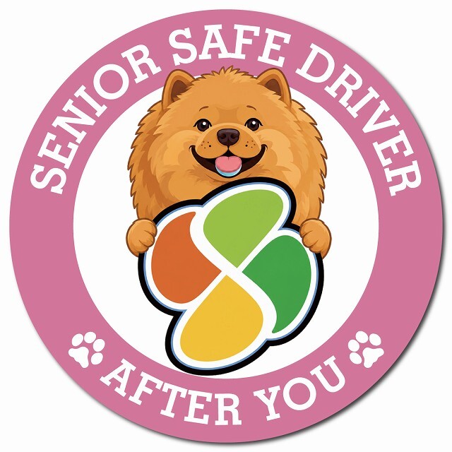 カーサイン 高齢者マーク SENIOR SAFE DRIVER チャウチャウ マグネット 強力 直径13cm 肉球 日本製 車 ステッカー