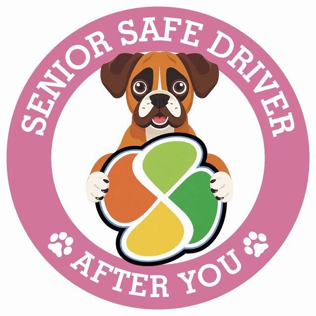 カーサイン 高齢者マーク SENIOR SAFE DRIVER ボクサー ステッカー シール 直径13cm 肉球 日本製 車