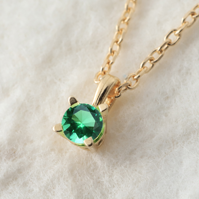 エメラルド ネックレス K14 ゴールド ネックレス ハワイアンジュエリー ネックレス 14K K14ゴールド 14金 イエローゴールド ピンクゴールド ホワイトゴールド 5月誕生石 一粒 ギフトラッピング可能 BYTHESEA プレゼント ハロウィン 【品番：CG-GP501-5】