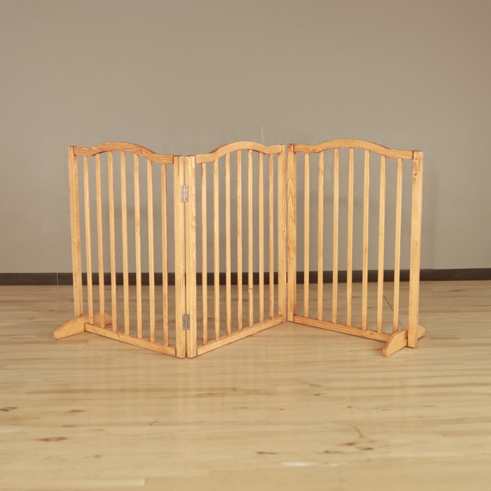 ペットフェンス giocoso 完成品 パイン材 天然木 ライトブラウン・ホワイト W58×D2.2×H75cm/1枚x3枚隙間:約4.7cm ペットゲート 犬 猫 柵 ペット用品 ライトブラウン ホワイト おしゃれ 新生活
