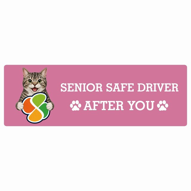 カーサイン 高齢者マーク SENIOR SAFE DRIVER アメリカンワイヤーヘア ステッカー シール 長方形 15x5cm 肉球 日本製 車