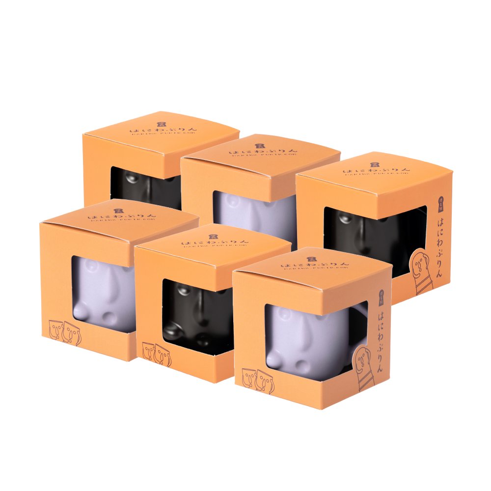はにわぷりん【ハロウィンはに友セット】１個箱入りアソートセット 6個入り フランボワーズソース＆フロマージュぷりん　紫いもクリーム＆パンプキンぷりん