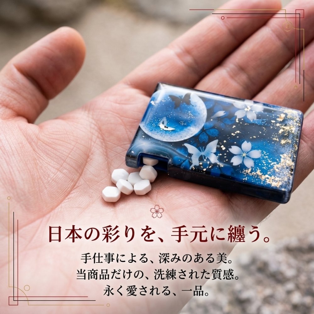 ミンティアケース『手』　名入れ 職人 手作り ハンドメイド 送料無料 伝統工芸 立体樹脂 金彩 桜 和モダン 和柄 和風 和雑貨 和小物 ギフト プレゼント フリスク