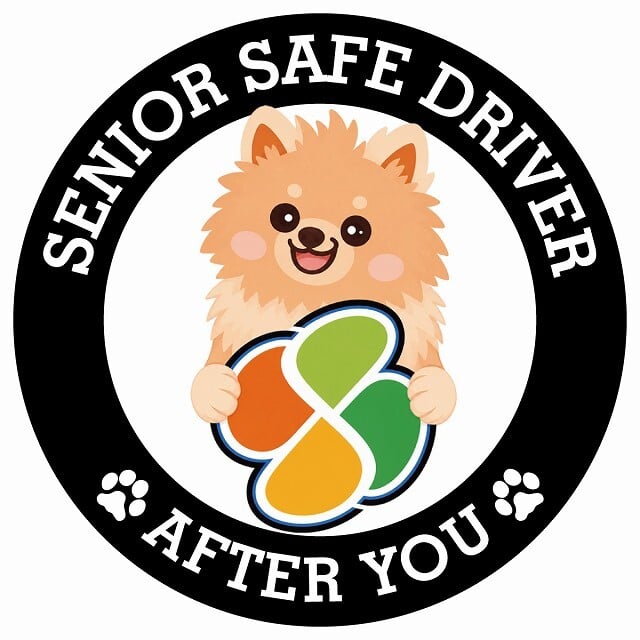 カーサイン 高齢者マーク SENIOR SAFE DRIVER ポメックス ステッカー シール 直径13cm 肉球 日本製 車