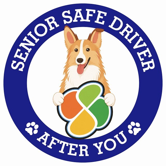 カーサイン 高齢者マーク SENIOR SAFE DRIVER スムースコリー ステッカー シール 直径13cm 肉球 日本製 車